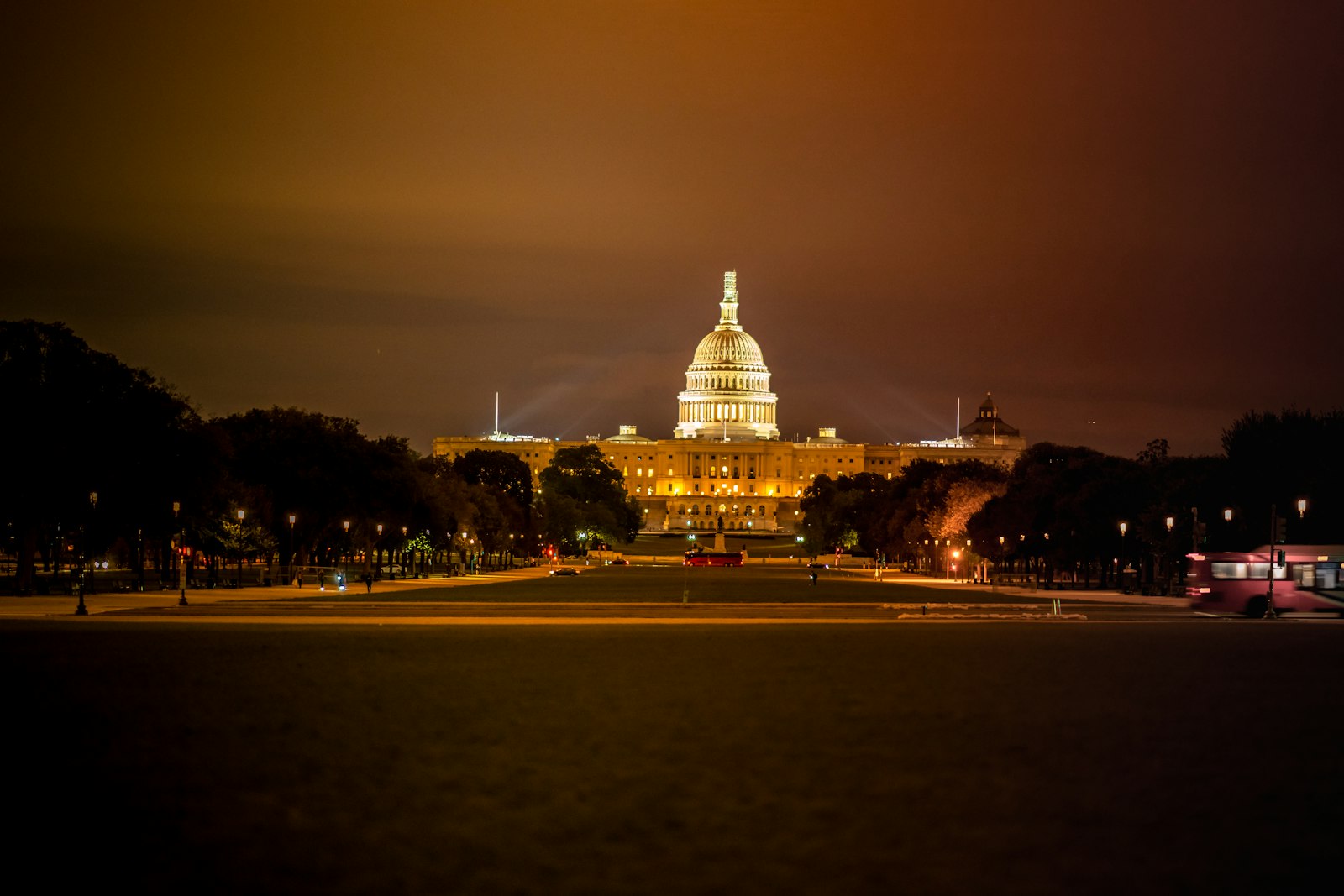 US Capitol at night